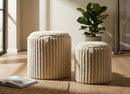 Puff Goteborg Coppia Ø40x42 cm in MDF e Spugna e Poliestere Bianco      