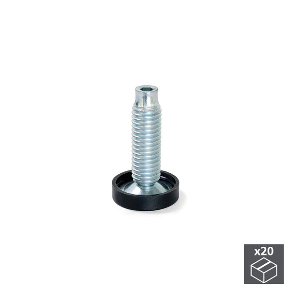 Piedino Regolabile per Mobile Base Circolare M 10 23 mm H38 mm Acciaio e Plastica 20 Pezzi Emuca prezzo