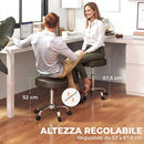 Sgabello Girevole a 360° 39x34,5x52-67,5 cm con Altezza Regolabile Capacità 120 kg in Finta Pelle Marrone      