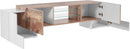 Mobile TV 4 Ante 190x35/45x45 cm Pillon Bianco Lucido e Acero Pereira