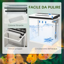 Acquario 28L a Illuminazione LED 38x26x38 cm con Fori di Ventilazione e Pompa in Vetro e ABS Bianco  