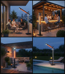 Stufa Elettrica ad infrarossi da Esterno 50x25x200 cm in Fibra di Carbonio con Luce Led Skyline Grigio Tortora