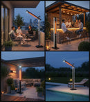 Stufa Elettrica ad infrarossi da Esterno 50x25x200 cm in Fibra di Carbonio con Luce Led Skyline Total Black