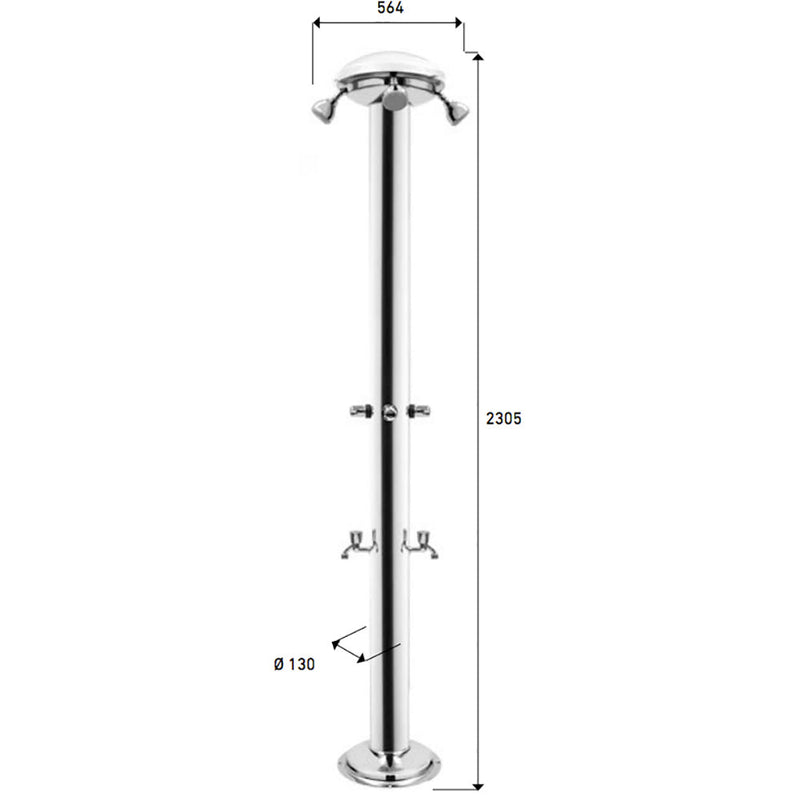Doccia da Giardino Quadrupla 4 Temporizzatori e 2 Lavapiedi ATI Docce MUL-4P Inox Anodizzato