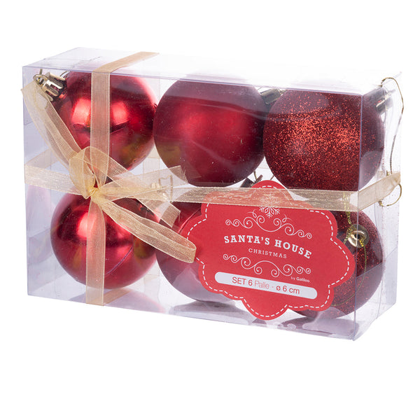 Set 6 Palle di Natale Ø6 cm in Plastica Rosso prezzo