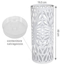 Portaombrelli in Metallo Design Rotondo Stand Bianco Vaschetta Salvagoccia