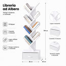 Libreria Moderna a 10 Ripiani 149x38x20 cm con Cassetto in Tessuto in MDF Bianco      