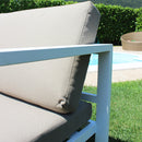 Set Salotto da Giardino Divano 2 Poltrone e Tavolino con Cuscini in Alluminio Bianco