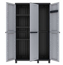 Armadio Portascope Modulare da Esterno 102x39x170 cm 3 Ante 3 Ripiani in Polipropilene Twist Grigio e Nero