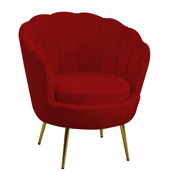 acquista Poltrona Imbottita 73x72xh49/77 cm in Tessuto Velluto Tulipan Rosso