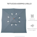 Ombrellone da Giardino 3x3 m Palo Ø48 mm in Bamboo Grigio