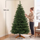Albero di Natale Artificiale Ø115x180 cm con 961 Rami e Base Pieghevole in Legno e Metallo Verde      