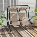 Dondolo da Giardino 2 Posti con Tetto Parasole 170x136x170 cm in Acciaio e Poliestere Beige