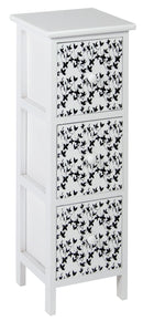 Cassettiera 3 Cassetti in Legno Massello 25x25x71 cm Fumer Fanny Bianca