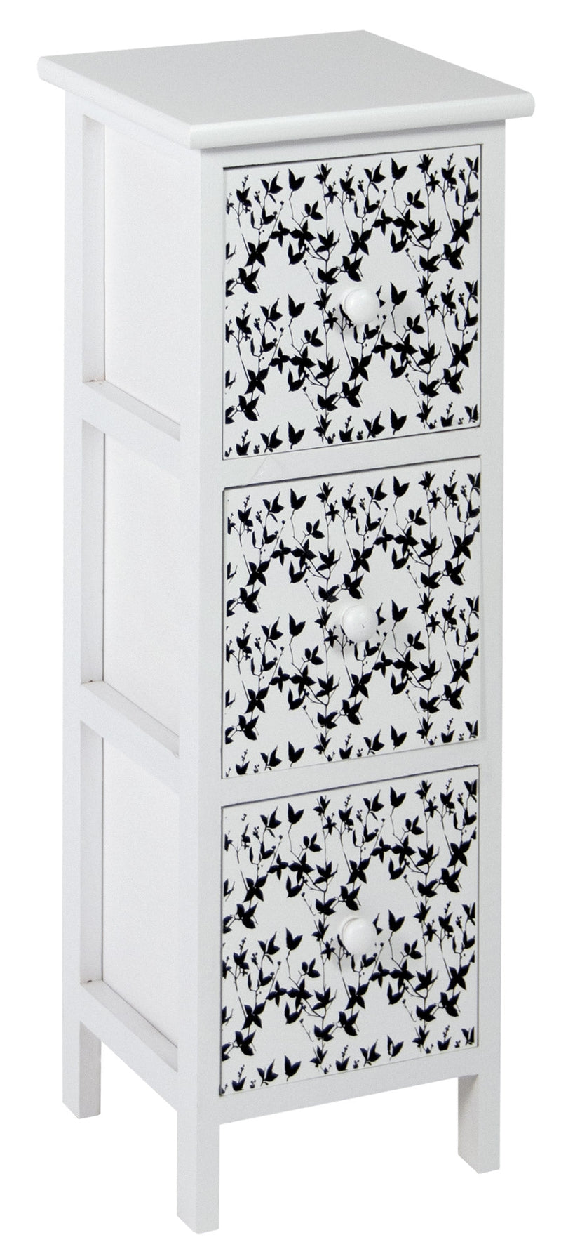 Cassettiera 3 Cassetti in Legno Massello 25x25x71 cm Fumer Fanny Bianca