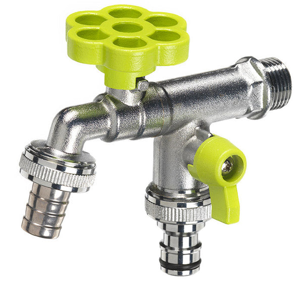 Rubinetto a Sfera Doppio per Fontana da Giardino con Fiore e Leva Colorate Belfer RUB/030 Verde Acido sconto