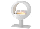 Camino a Bioetanolo da Pavimento 72,5x100x37,5 cm Incyrcle 2Side Stand Bianco con Vetro