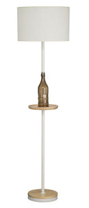 Lampada da Terra Bouteille Ø42x158 cm Vetro e in Ferro Tessuto e Legno Bianco e Marrone