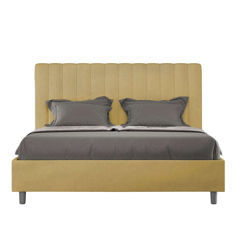 Letto 1 Piazza E Mezzo Imbottito in Microfibra Agueda Ocra Varie Misure