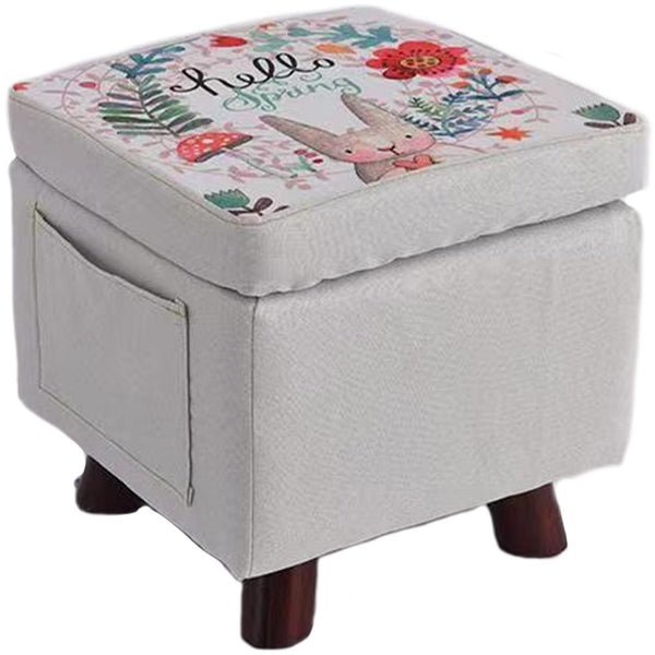 sconto Pouf Contenitore Sgabello Multiuso in Tessuto Grigio