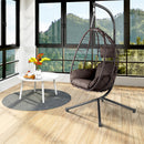 Poltrona Sospesa da Giardino 198x95x95 cm Sedia Uovo a Dondolo in Rattan e Metallo Marrone      