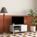 Mobile TV 42"" Max con 2 Ripiani Aperti e Anta e Ruote 80x45x39.5 cm in Truciolato Bianco