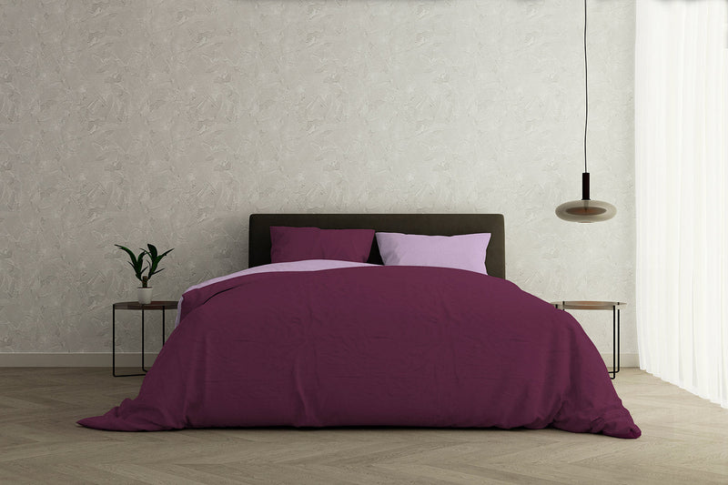 Copripiumino con Sacco e Federe Doubleface Lilla\/Prugna