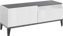 Mobile TV 1 Anta 1 Cassetto 120x40x47 cm Sunrise Bianco Lucido e Ardesia