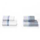 Set Spugna 4 Pezzi Asciugamani Viso + Ospite con Balza Stampata Garrini Emily Azzurro