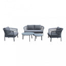 Set Salotto da Giardino Divano 2 Poltrone e Tavolino con Cuscini in Alluminio Antracite