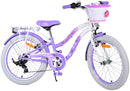 Bicicletta per Bambine 20" Freni Vbrake Cambio Shimano 7 Marce e Cavalletto con Cestino e Portapacchi Viola