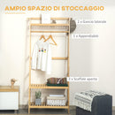 Appendiabiti con Ripiani 70x42x164 cm in Bambù Naturale