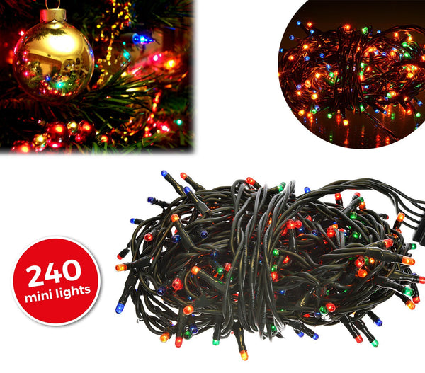 Luci di Natale 240 LED 11,56m Multicolor da Interno Cavo Verde online