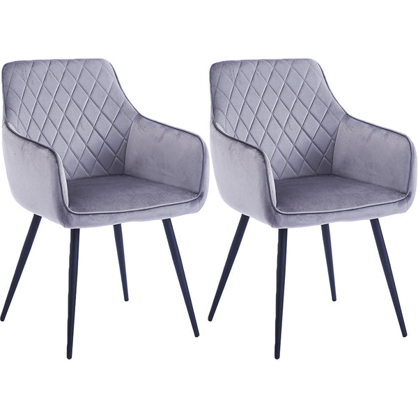 online Set 2 Sedie da Pranzo in Velluto Grigio Ergonomica Poltrona Sedia Ufficio Casa
