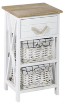 Cassettiera 1 Cassetto 2 Cesti 32x26x55 cm in Legno Massello Fumer kate Bianca