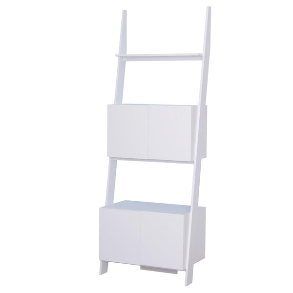 sconto Libreria Scaffale 3 Ripiani 2 Armadietti Design Moderno in Legno Bianco 70x40x195 cm