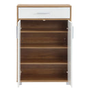 Scarpiera Mobile Salvaspazio 2 Ante 1 Cassetto 63x33x95h cm in Melaminico Venato a Rilievo Rovere e Bianco