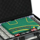 Set 400 Fiches da Poker 2 Mazzi di Carte 5 Dadi Tappetino e Valigetta Grigia     