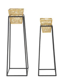 Set 2 Porta Vasi Square Ø 23x70-20x60 cm in Ferro 