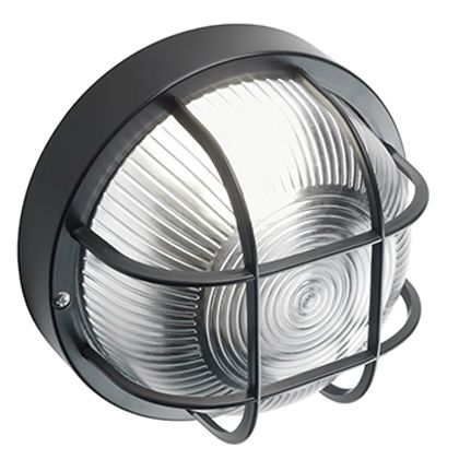 Plafoniera Ovale da Esterno 40W con Gabbia in Resina Sovil Nera