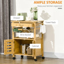 Carrello da Cucina con Cassetto 66x36x79 cm Armadietto e Cestino in Legno