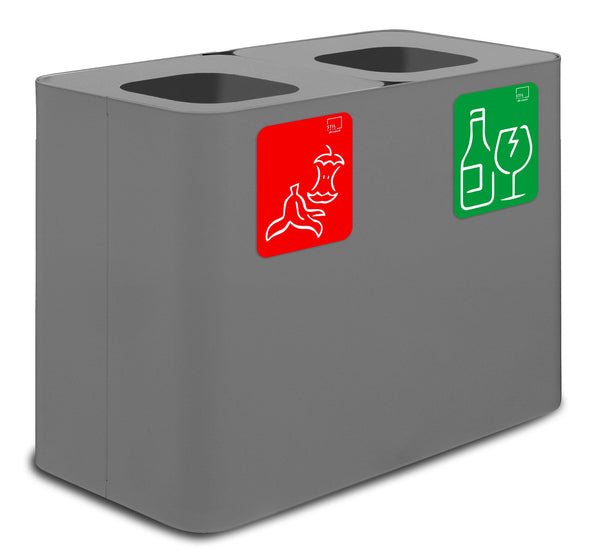 online Pattumiera Sistema di Raccolta Rifiuti 77x38xh50 cm In Acciaio Verniciato 2 Scomparti Grigio