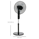 Ventilatore a Piantana 3 Velocità con Telecomando Angolo di Inclinazione Regolabile in Metallo Nero      