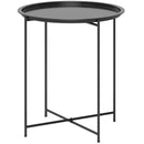 Tavolino da Giardino Pieghevole con Vassoio Rimovibile Ø46x50 cm in Acciaio Nero 