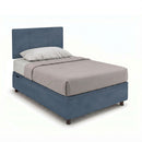 Letto 1 Piazza e Mezza Contenitore Imbottito Microfibra Blu Boxmax Testata Square Varie Misure