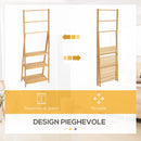 Portasciugamani Bagno Multiuso 53x30,5x152 cm Pieghevole con 3 Barre e 3 Ripiani in Legno Naturale   