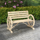 Panchina da Giardino 2 Posti 105,5x56x79 cm con Braccioli a Ruota di Carro in Legno a Doghe      