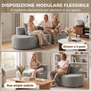 Divano 3 Posti Modulare 245x86x82 cm con Seduta Profonda in Velluto a Coste Grigio Chiaro      