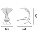 Dondolo Pensile da Giardino in Ferro con Cuscino e Parasole Vorghini Foglia Antracite e Ecrù