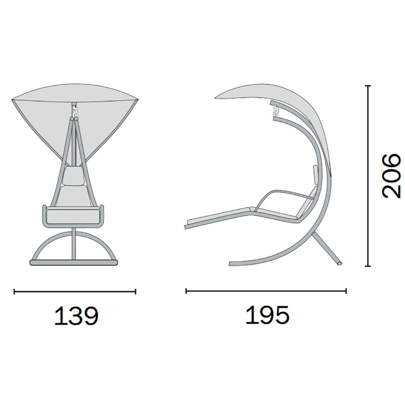 Dondolo Pensile da Giardino in Ferro con Cuscino e Parasole Vorghini Foglia Antracite e Ecrù